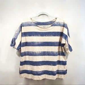 Madewell blue and cream striped T shirt